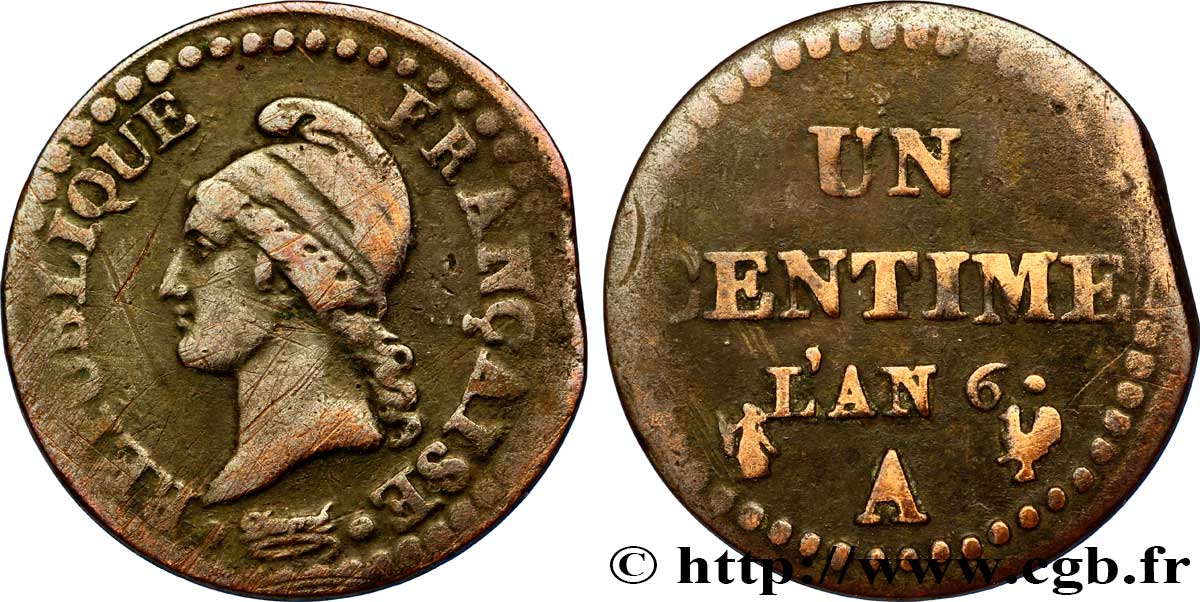 Un centime Dupré, 6 normal 1798 Paris F.100/3 TB20 