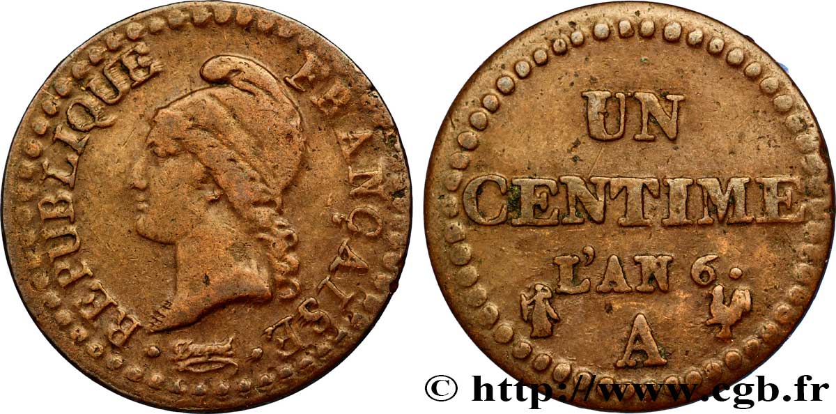 Un centime Dupré, 6 normal 1798 Paris F.100/3 TB20 