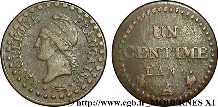 Un centime Dupré 1798 Paris F.100/12 TB35 