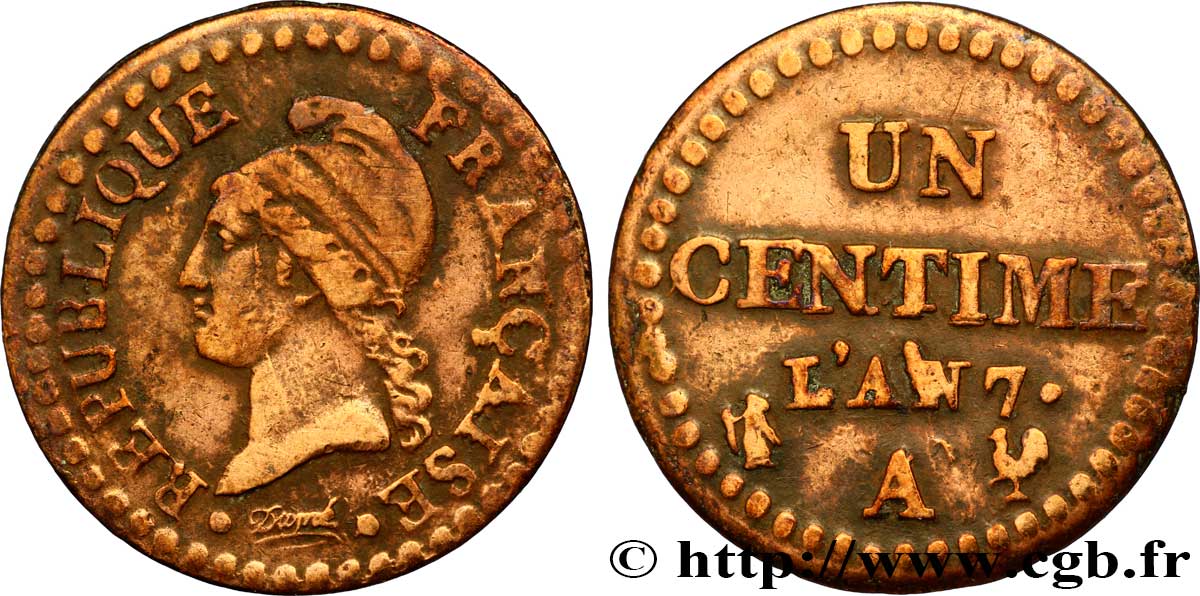 Un centime Dupré, 7 normal 1799 Paris F.100/15 TB35 