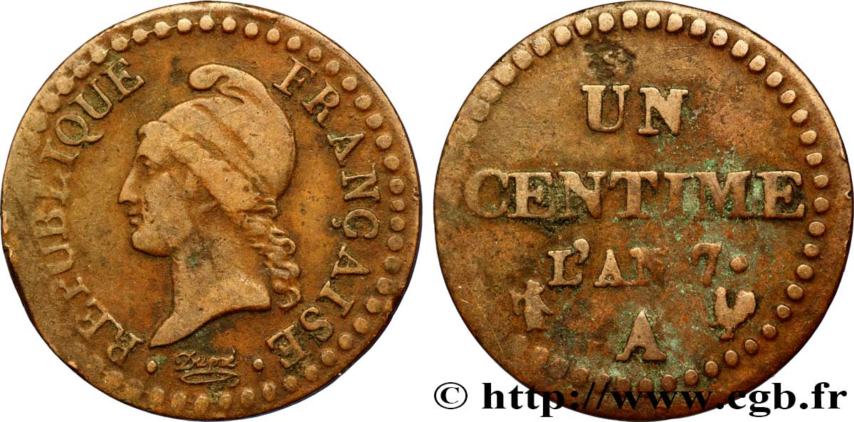 Un centime Dupré, 7 normal 1799 Paris F.100/15 TB20 