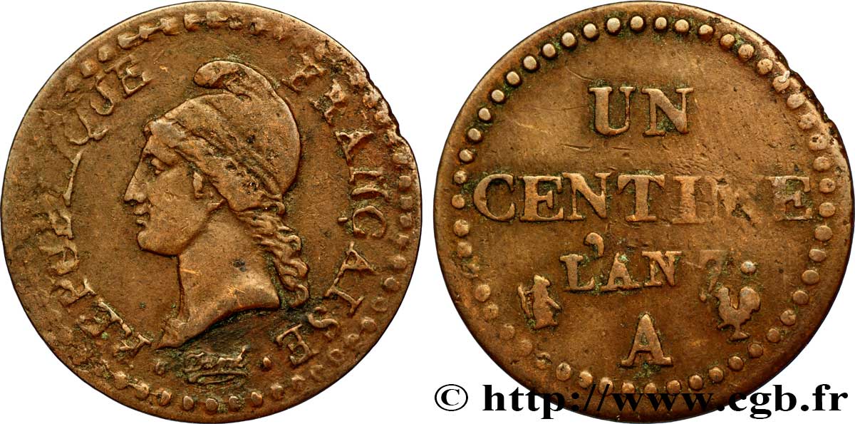 Un centime Dupré, 7 normal 1799 Paris F.100/15 TB35 