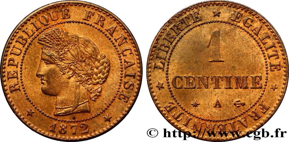 1 centime Cérès 1872 Paris F.104/1 SUP60 