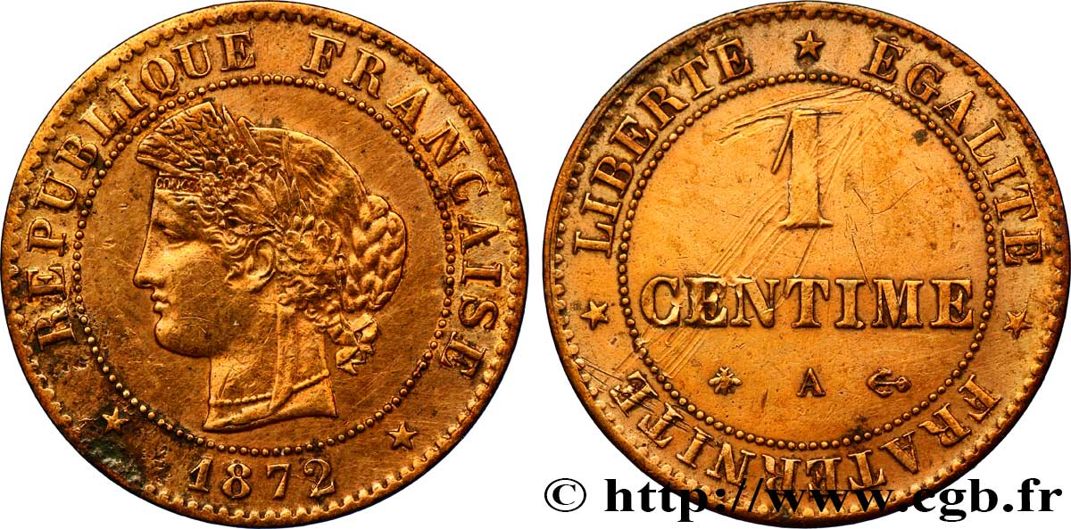 1 centime Cérès 1872 Paris F.104/1 TTB48 