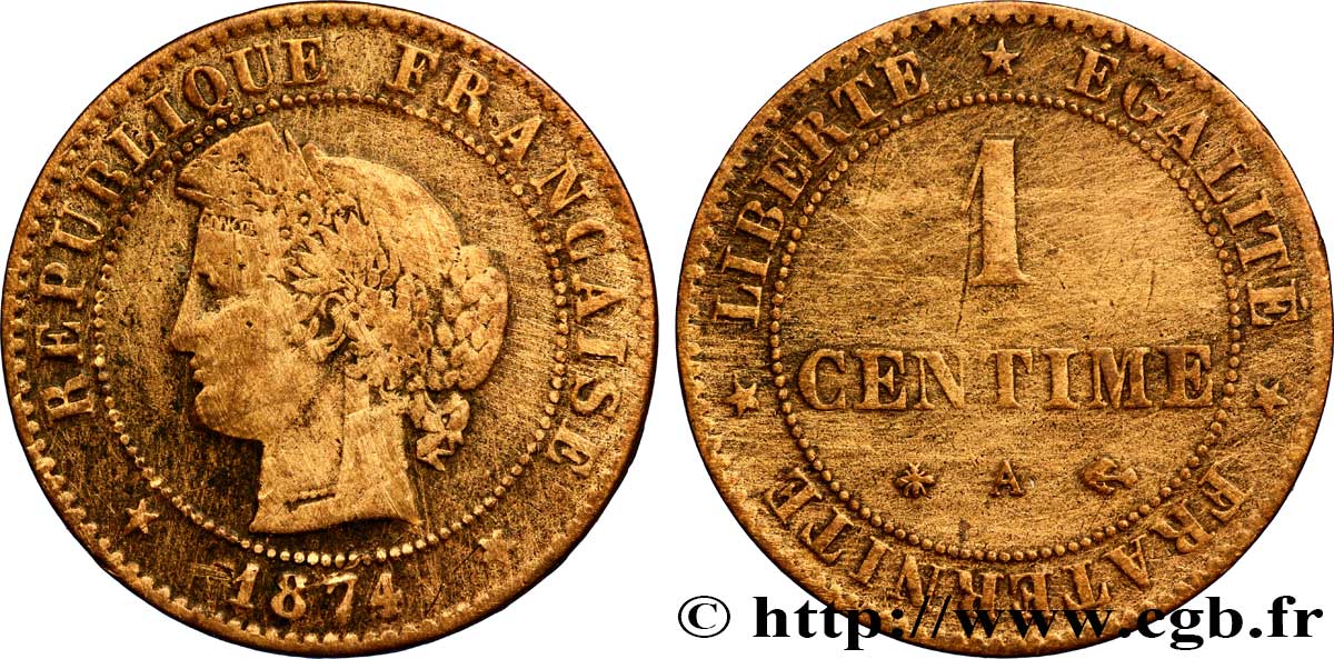 1 centime Cérès 1874 Paris F.104/3 F12 