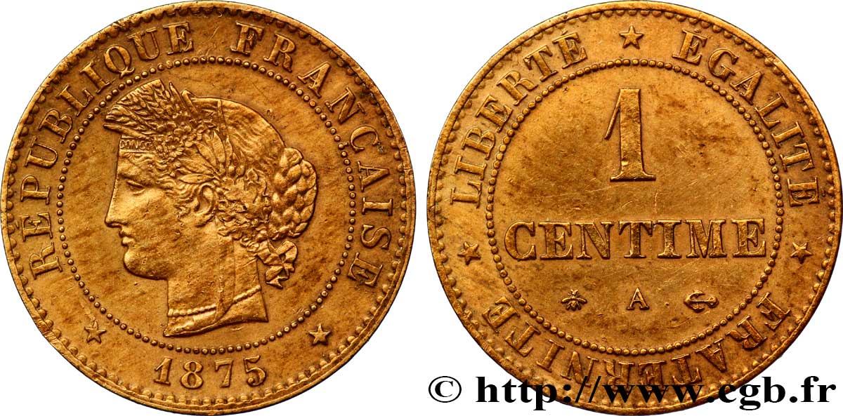 1 centime Cérès 1875 Paris F.104/4 TTB48 