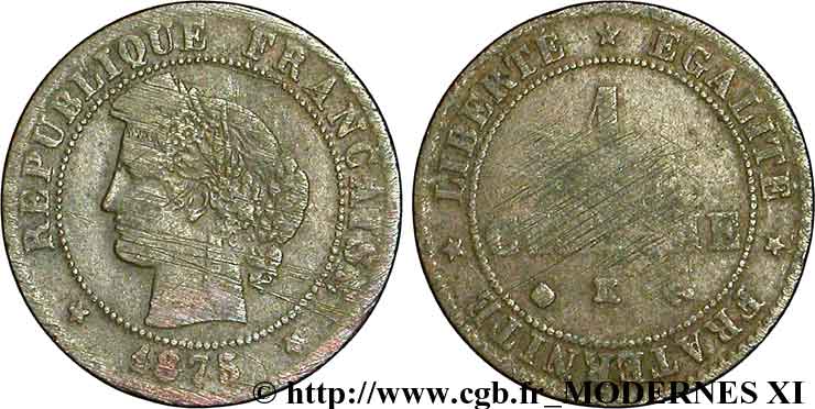 1 centime Cérès 1875 Bordeaux F.104/5 B12 