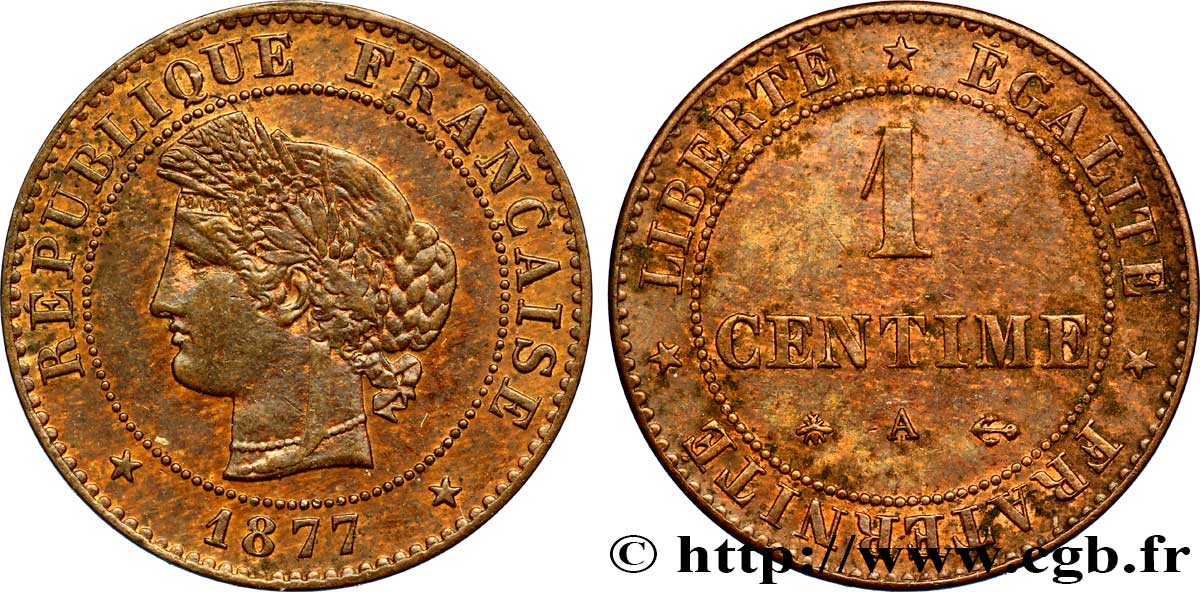 1 centime Cérès 1877 Paris F.104/6 TTB48 