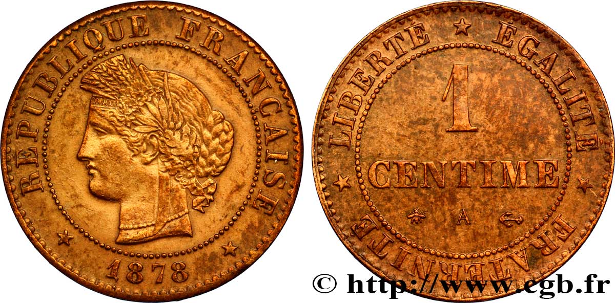 1 centime Cérès 1878 Paris F.104/7 TTB48 