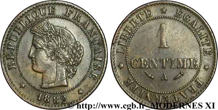 1 centime Cérès 1882 Paris F.104/10 TTB54 