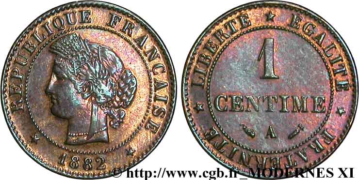 1 centime Cérès 1882 Paris F.104/10 TB35 