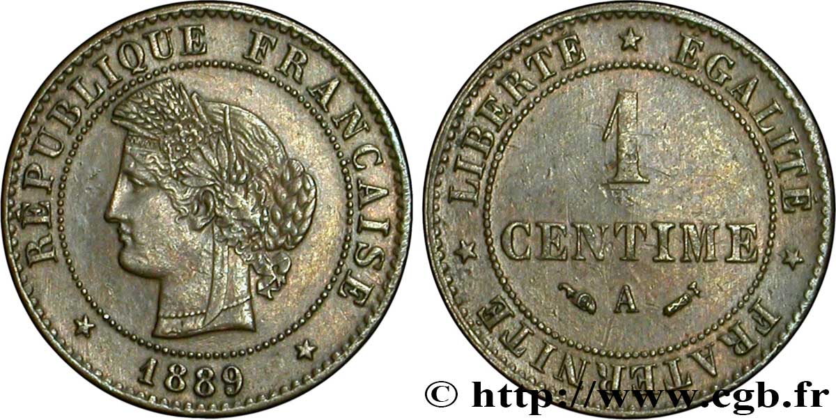 1 centime Cérès 1889 Paris F.104/16 TTB54 