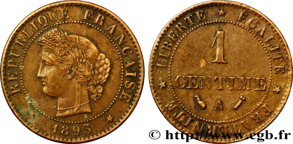 1 centime Cérès 1893 Paris F.104/20 XF48 