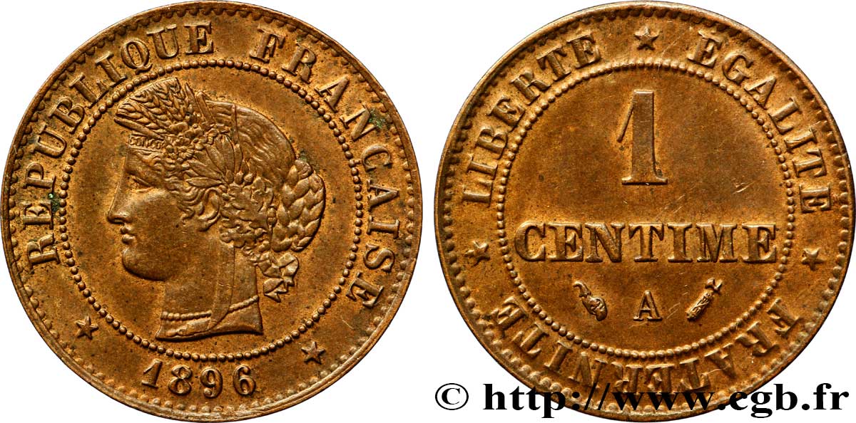 1 centime Cérès 1896 Paris F.104/23 SUP58 