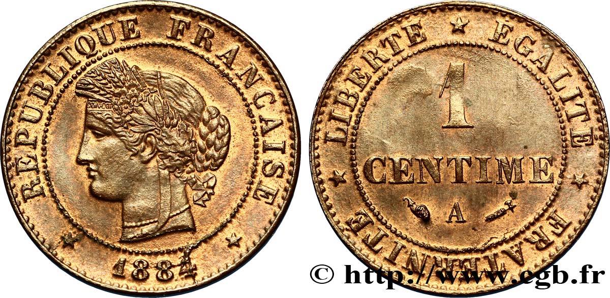 1 centime Cérès 1884 Paris F.104/11 AU58 