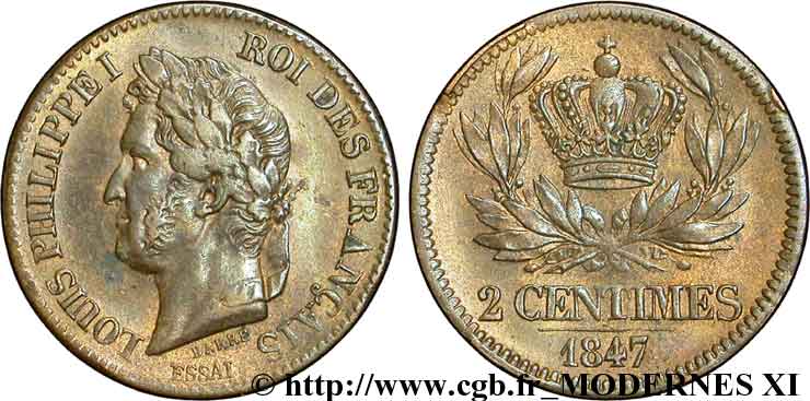 Essai de 2 centimes 1847 Paris VG.2998  TTB48 