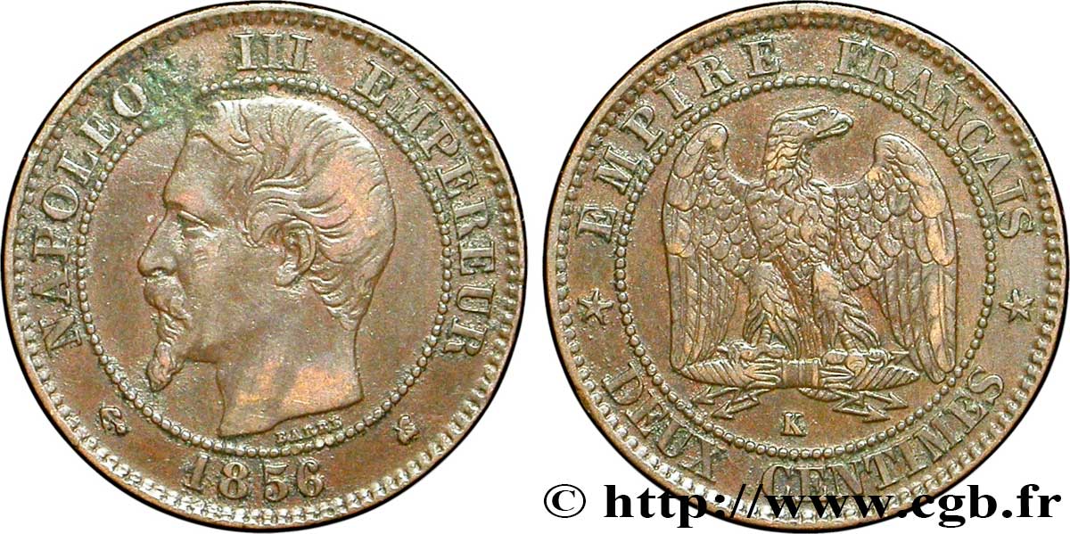 Deux centimes Napoléon III, tête nue 1856 Bordeaux F.107/41 S35 