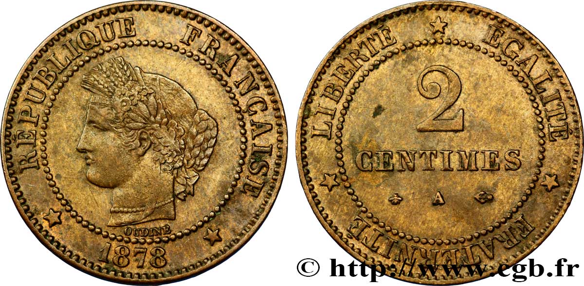 2 centimes Cérès 1878 Paris F.109/3 MBC54 