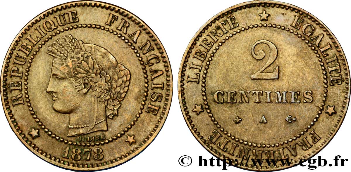 2 centimes Cérès 1878 Paris F.109/3 SS48 