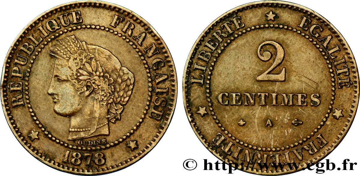2 centimes Cérès 1878 Paris F.109/3 TTB40 
