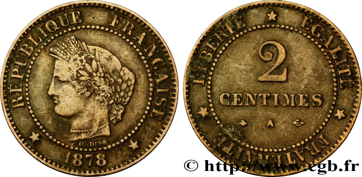 2 centimes Cérès 1878 Paris F.109/3 MB35 