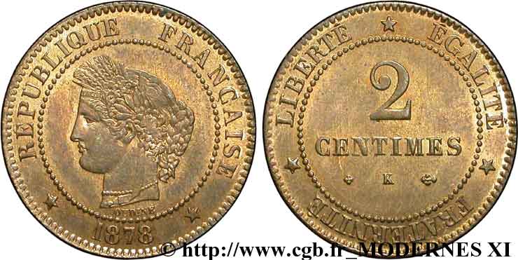 2 centimes Cérès 1878 Bordeaux F.109/4 SUP60 
