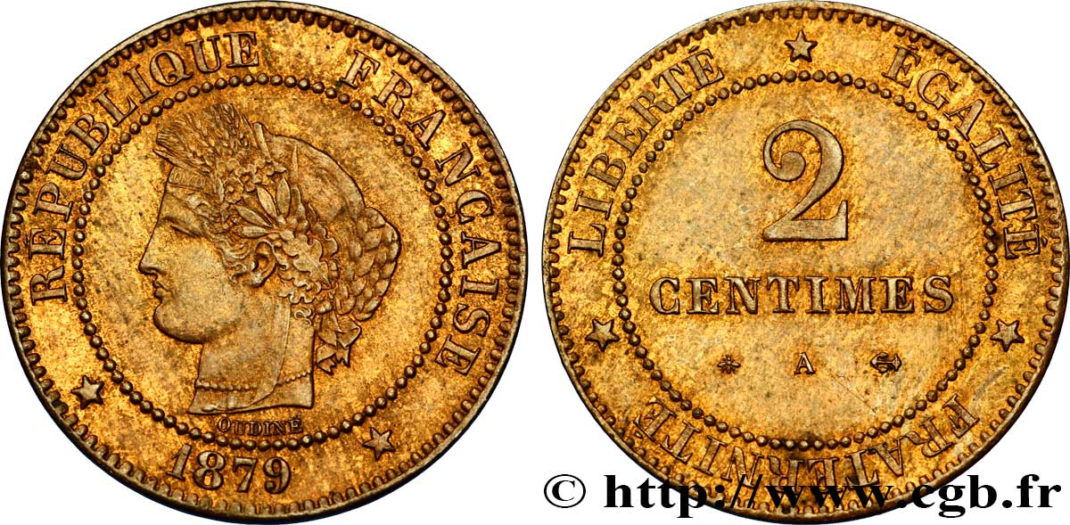 2 centimes Cérès 1879 Paris F.109/5 VZ55 