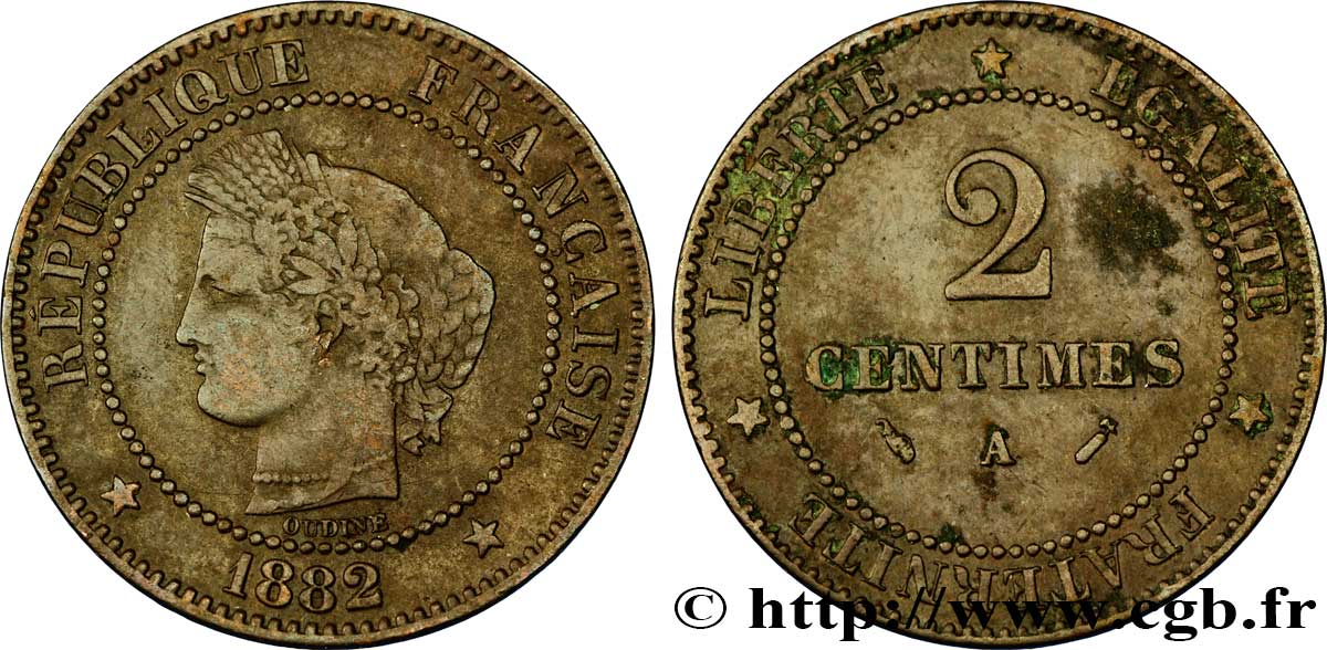 2 centimes Cérès 1882 Paris F.109/7 BC35 