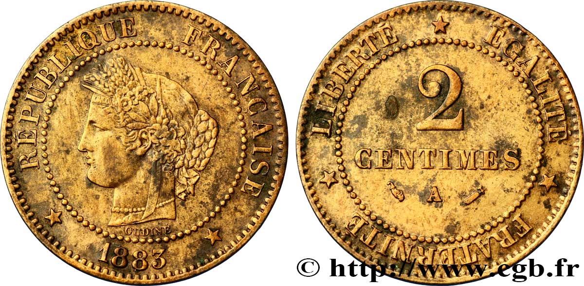 2 centimes Cérès 1883 Paris F.109/8 BB48 