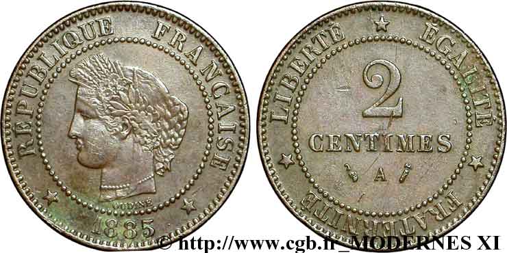2 centimes Cérès 1885 Paris F.109/10 BB40 