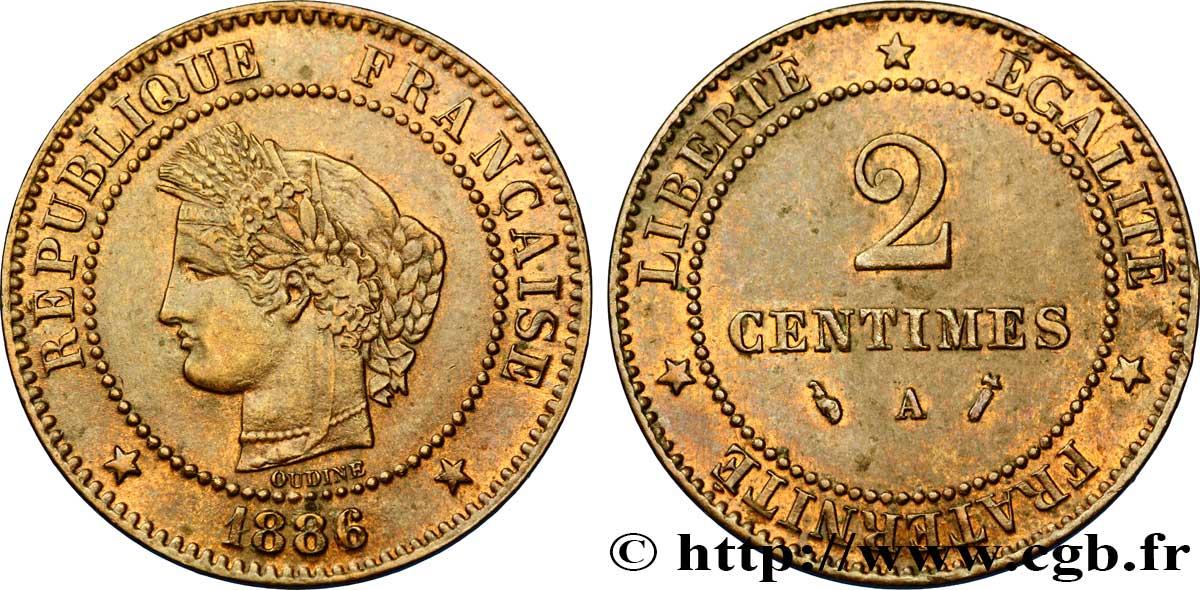 2 centimes Cérès 1886 Paris F.109/12 TTB54 