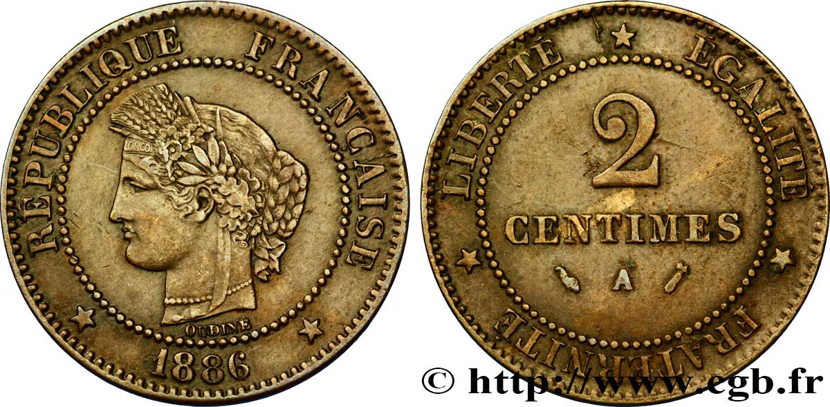 2 centimes Cérès 1886 Paris F.109/12 BB48 