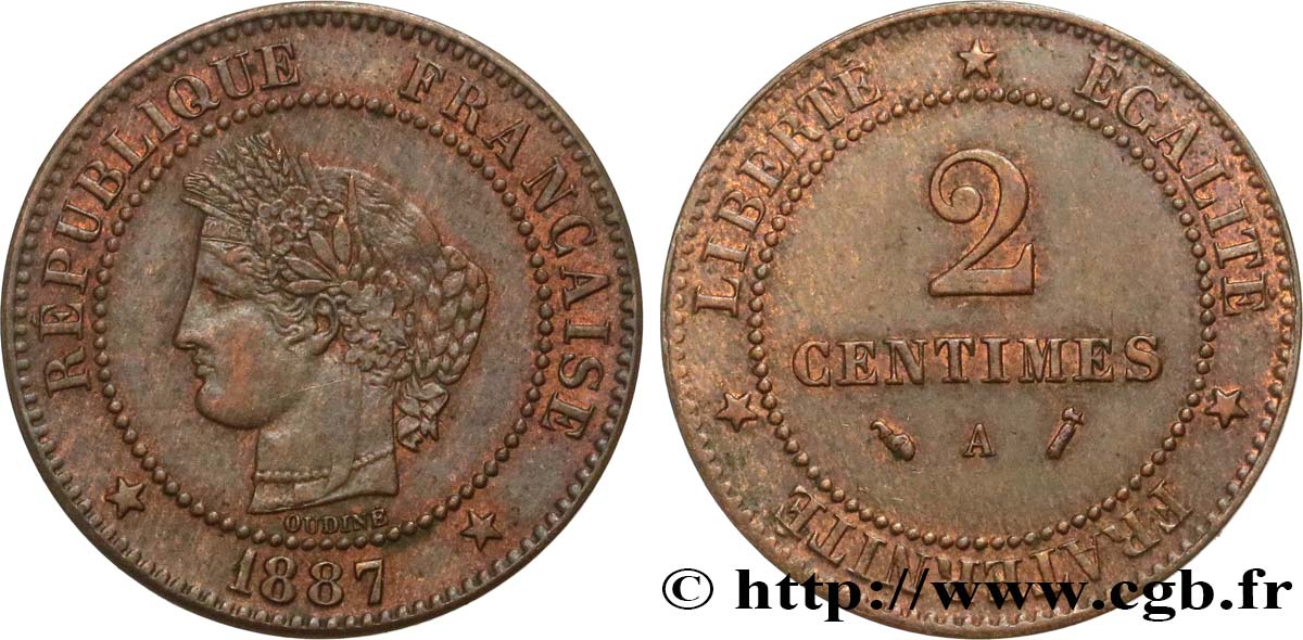 2 centimes Cérès 1887 Paris F.109/13 AU55 