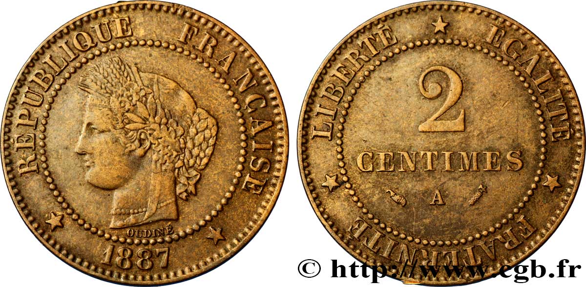 2 centimes Cérès 1887 Paris F.109/13 SS48 