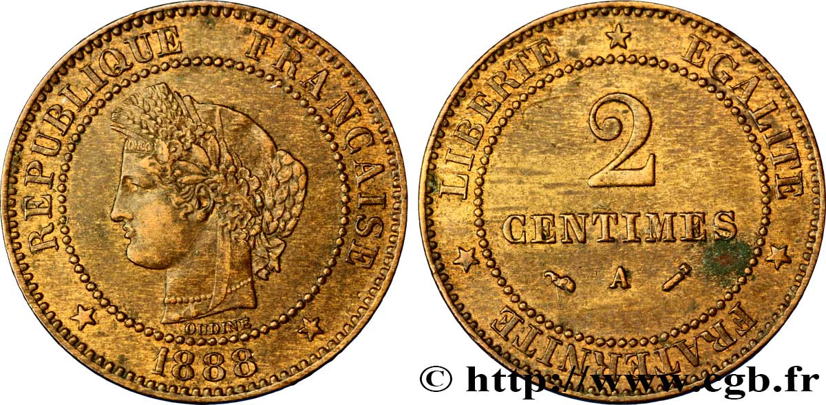 2 centimes Cérès 1888 Paris F.109/14 VZ55 