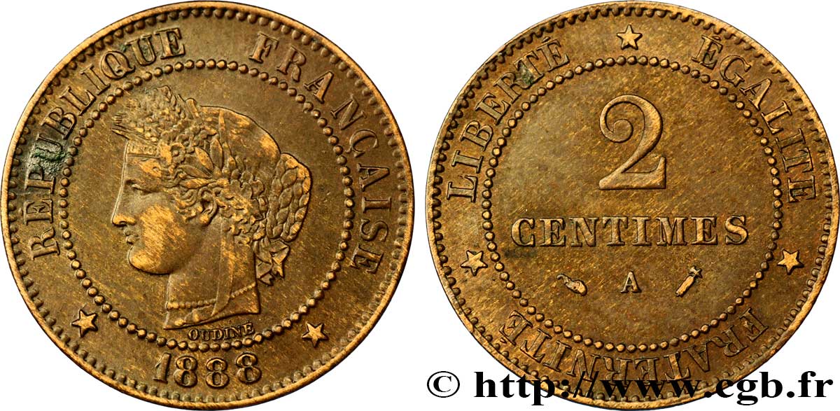 2 centimes Cérès 1888 Paris F.109/14 XF48 