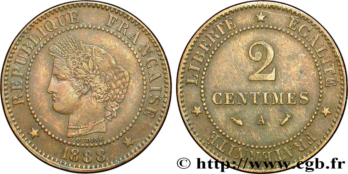 2 centimes Cérès 1888 Paris F.109/14 TTB40 
