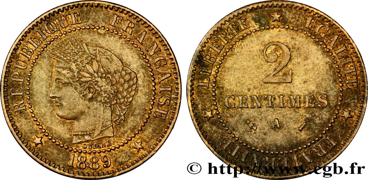 2 centimes Cérès 1889 Paris F.109/15 BB54 