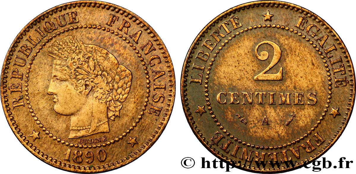 2 centimes Cérès 1890 Paris F.109/16 TTB40 