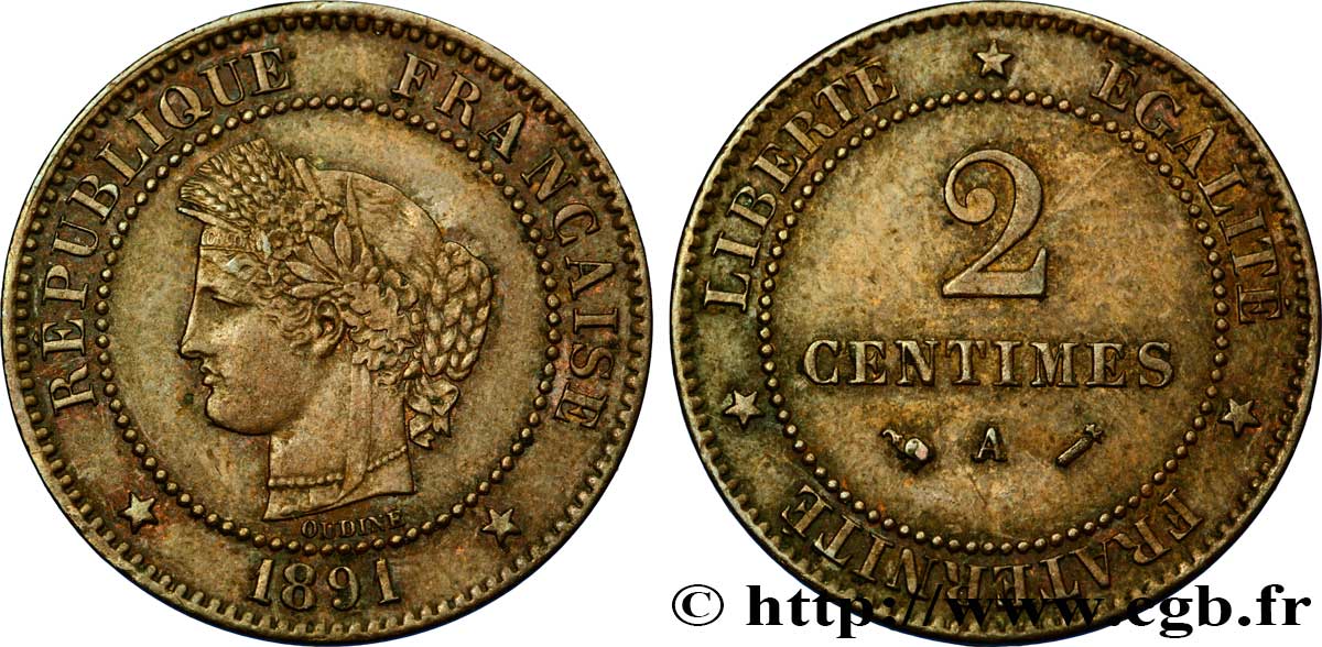 2 centimes Cérès 1891 Paris F.109/17 BB48 