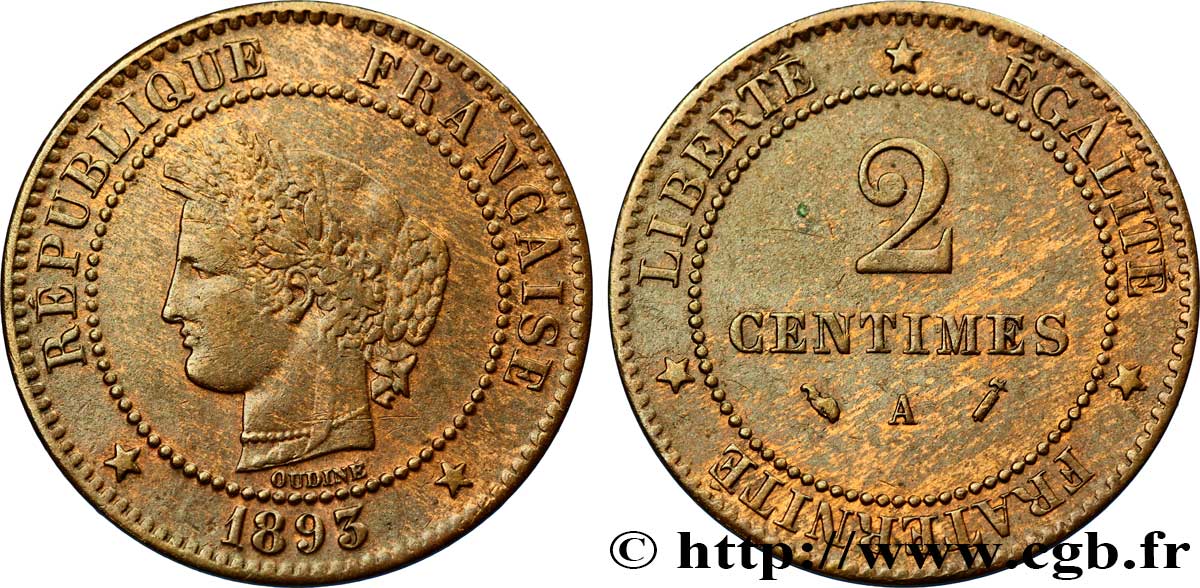 2 centimes Cérès 1893 Paris F.109/19 BB48 