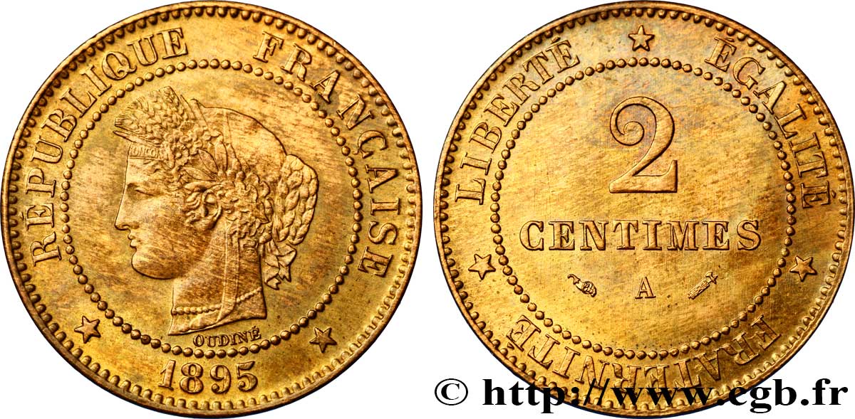 2 centimes Cérès 1895 Paris F.109/21 MS60 