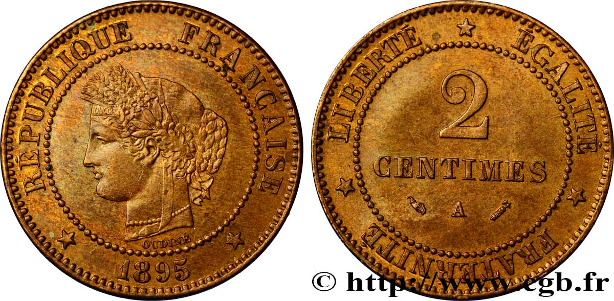 2 centimes Cérès 1895 Paris F.109/21 AU58 