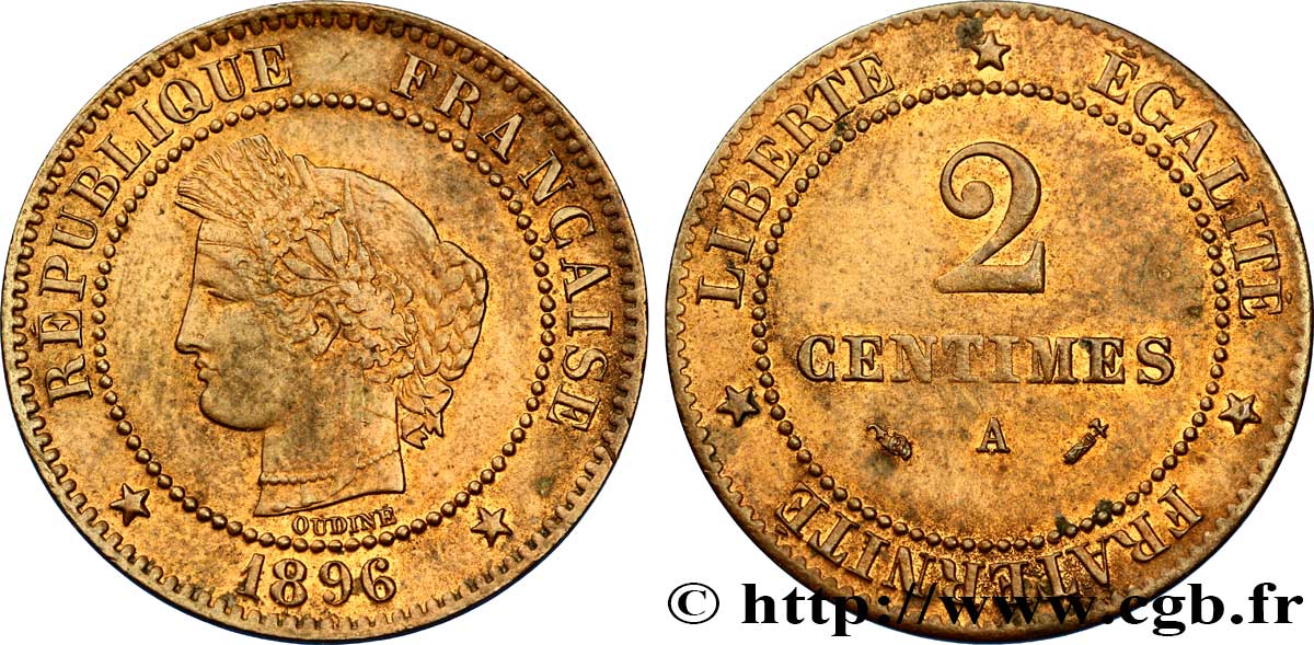 2 centimes Cérès 1896 Paris F.109/22 AU55 