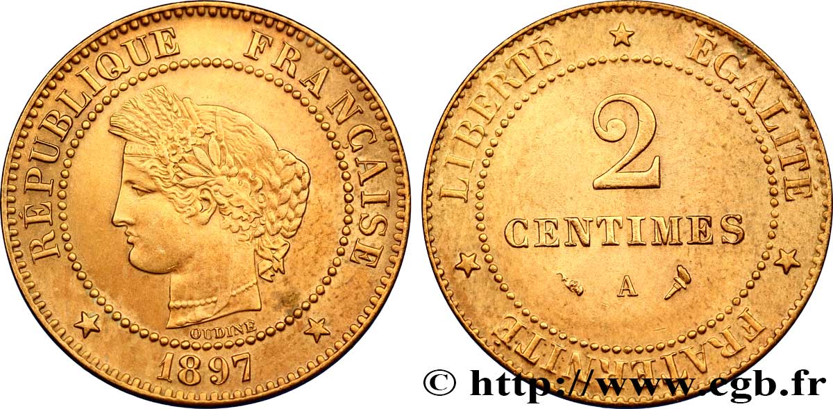 2 centimes Cérès 1897 Paris F.109/23 SUP58 