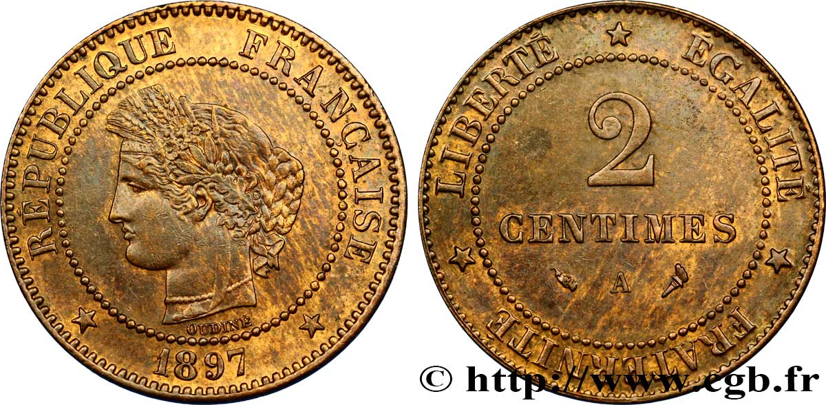 2 centimes Cérès 1897 Paris F.109/23 SUP55 