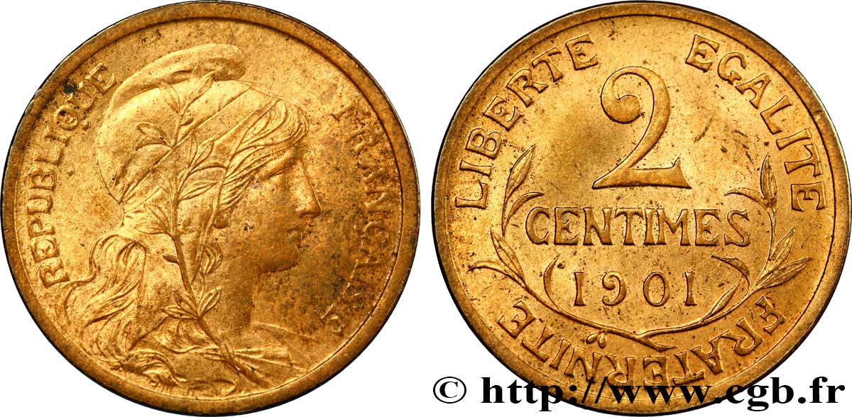 2 centimes Daniel-Dupuis 1901 Paris F.110/6 EBC58 