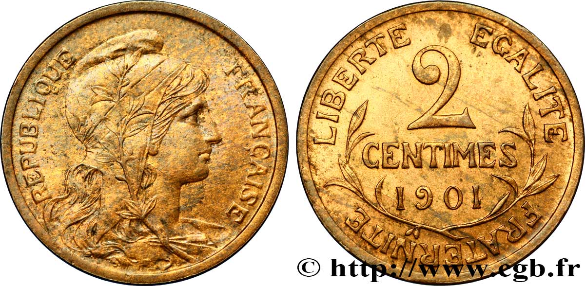 2 centimes Daniel-Dupuis 1901 Paris F.110/6 AU55 