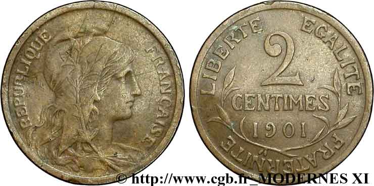 2 centimes Daniel-Dupuis 1901 Paris F.110/6 SGE12 
