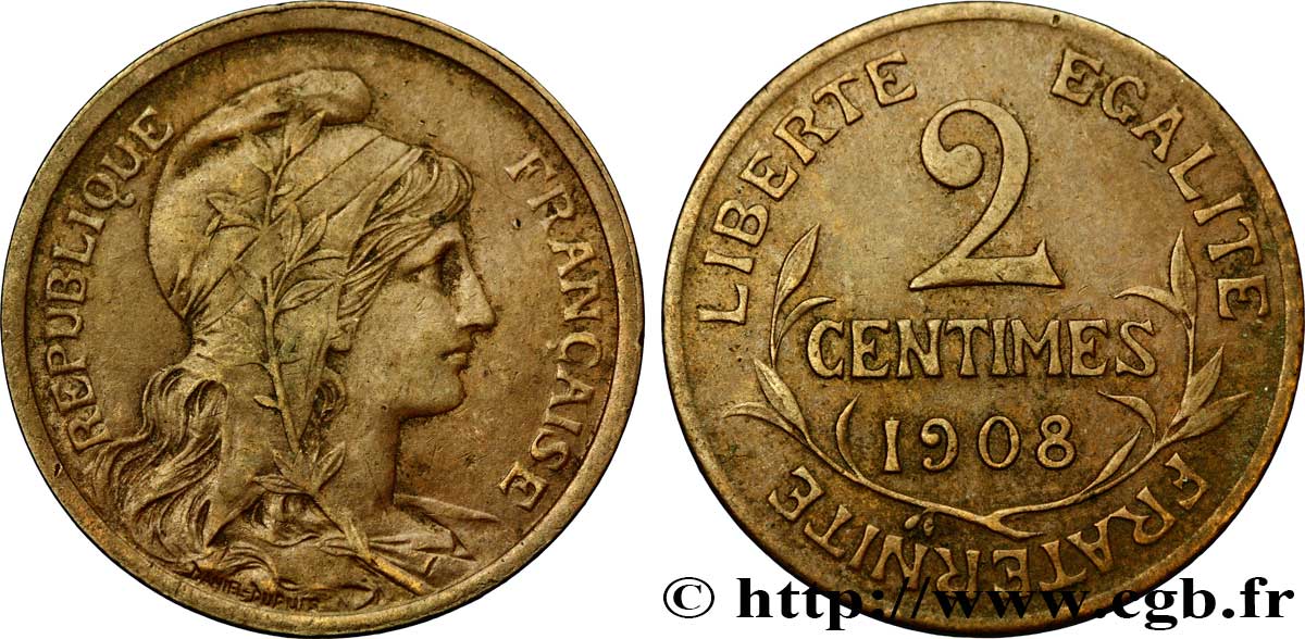 2 centimes Daniel-Dupuis 1908 Paris F.110/11 TB35 